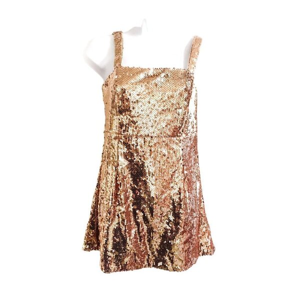 Boohoo square neck sequin good mini dress, Size P4, New with tag, - Picture 2 of 11